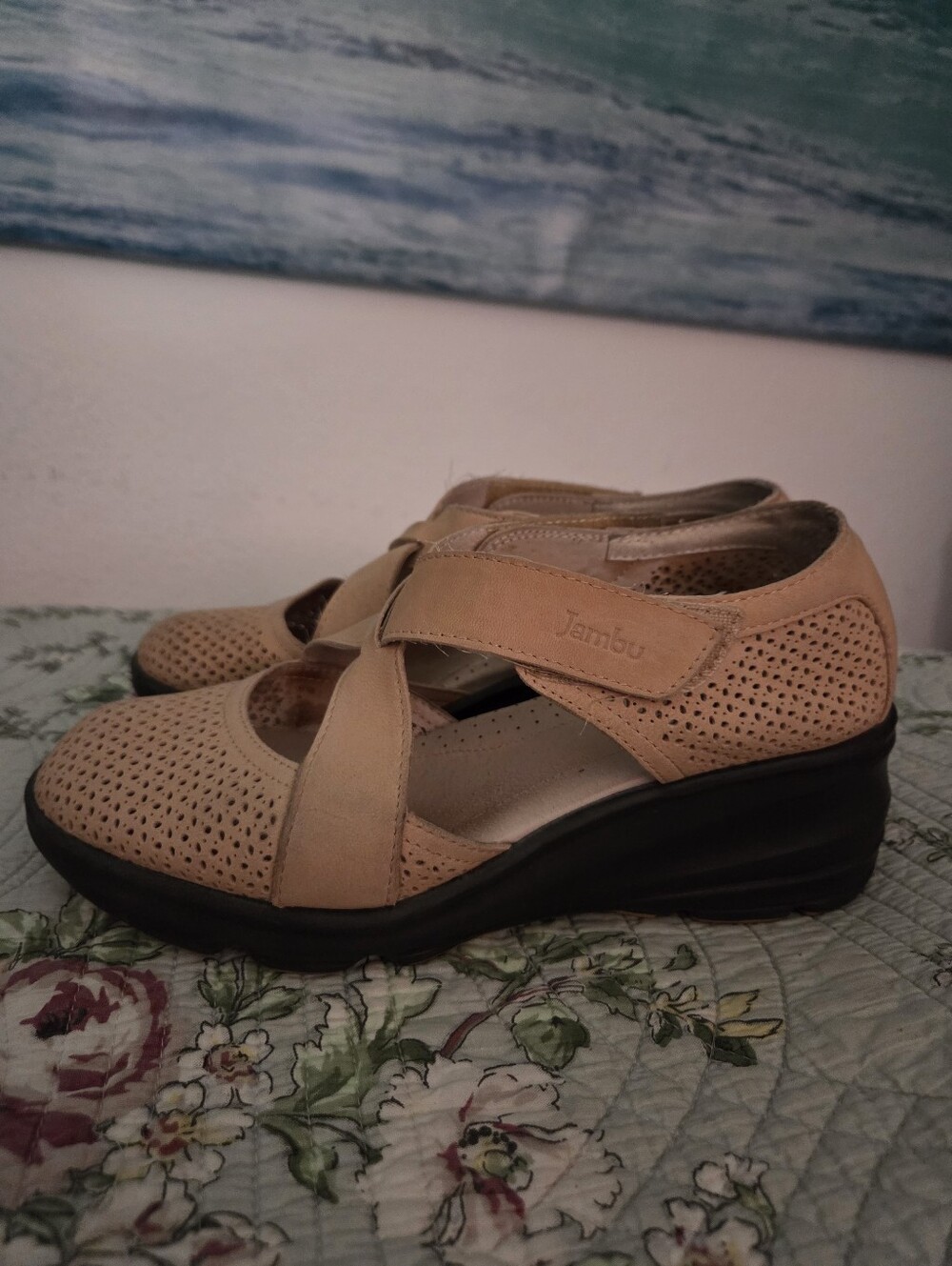 Jambu Women's Beige Comfort Mary Jane Shoes